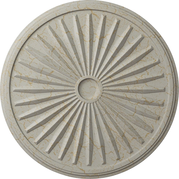Ekena Millwork Leandros Ceiling Medallion (Canopies up to 5"), 33 1/8"OD x 3 1/2"ID x 1 3/8"P, Pot of Cream Crackle CM33LEPCC - main
